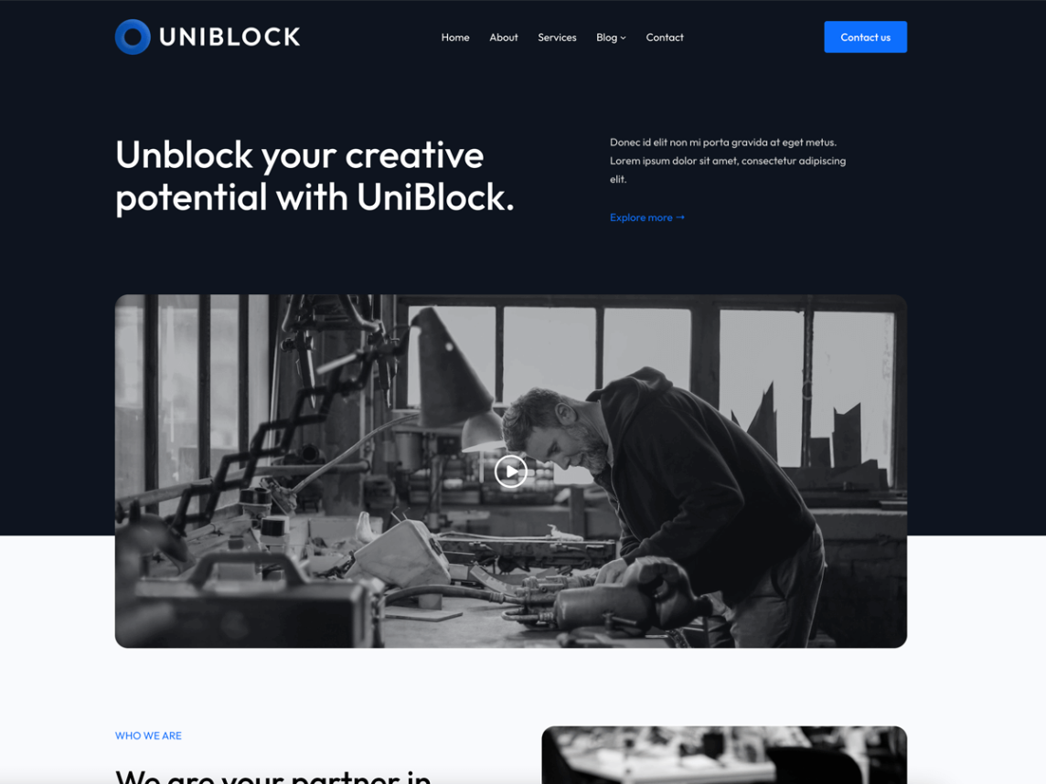 UniBlock: A Free Business Block Theme for WordPress