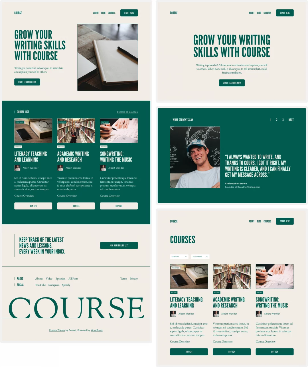Course: A New Free Block Theme Compatible with Sensei LMS